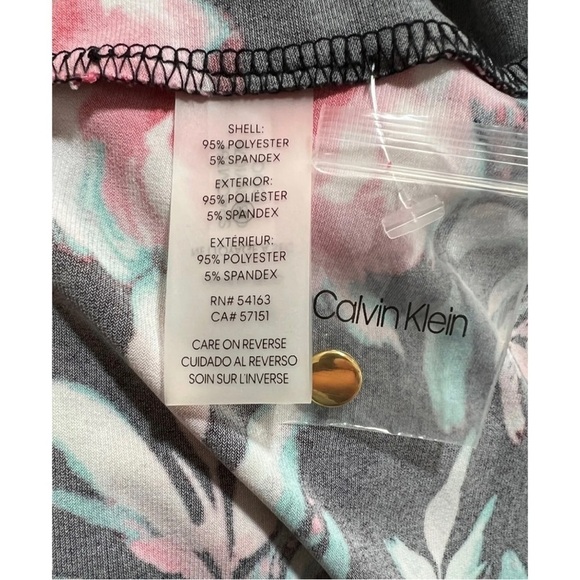 Calvin Klein Sz L Black Pink Floral Watercolor Slinky Pleated Blouse Top NWT NEW - Picture 5 of 7